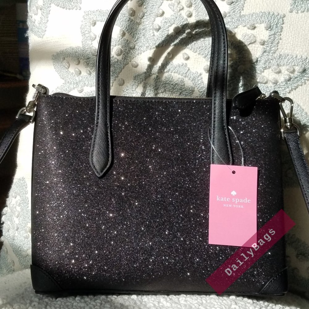 SHIMMY GLITTER IN BLACK SATCHEL KATE SPADE CROSSBODY SPARKLES IN THE SUN SMALL - Picture 9 of 12